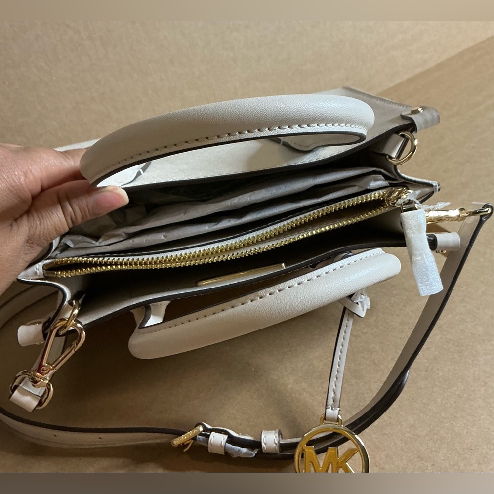 Michael Kors White Satchel with Gold Studs - Picture 5 of 11